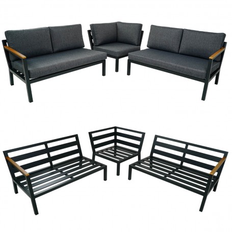 Set Divano Angolare da Giardino in Alluminio, 5/6 Persone - York Set Divano Angolare da Giardino in Alluminio, 5/6 Persone - York