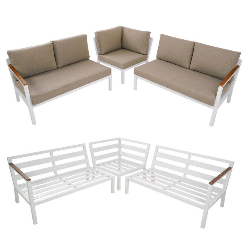 Set Divano Angolare da Giardino in Alluminio, 5/6 Persone - York