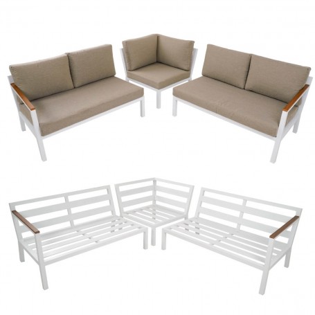 Set Divano Angolare da Giardino in Alluminio, 5/6 Persone - York Set Divano Angolare da Giardino in Alluminio, 5/6 Persone - York