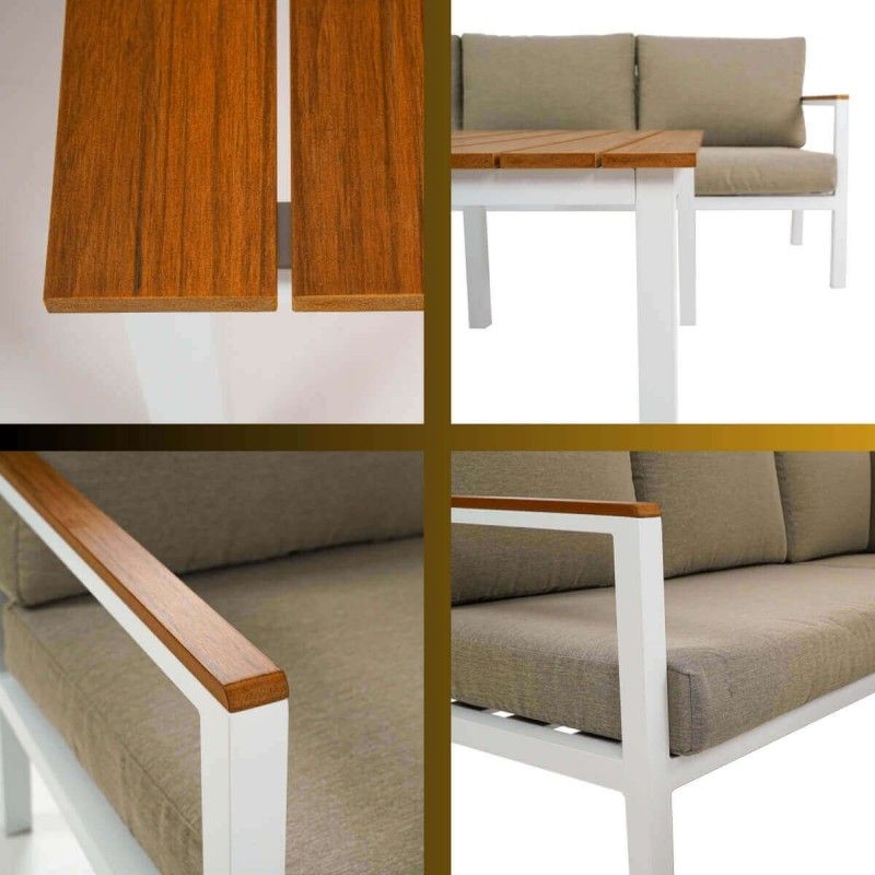 Set Divano Angolare da Giardino in Alluminio, 5/6 Persone - York