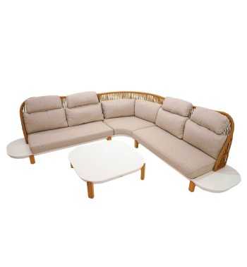 Set Divano Angolare da Giardino in Alluminio e Rattan, 5/6 Persone - Birmingham Set Divano Angolare da Giardino in Alluminio e Rattan, 5/6 Persone - Birmingham