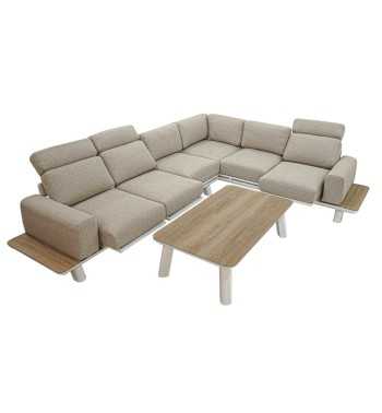 Set Divano Angolare Estendibile da Giardino in Alluminio, 6/7 Persone - Cambridge Set Divano Angolare Estendibile da Giardino in Alluminio, 6/7 Persone - Cambridge