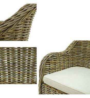 Set Tavolo e Sedie da Esterno in Teak e Rattan, 6 Persone - Leicester