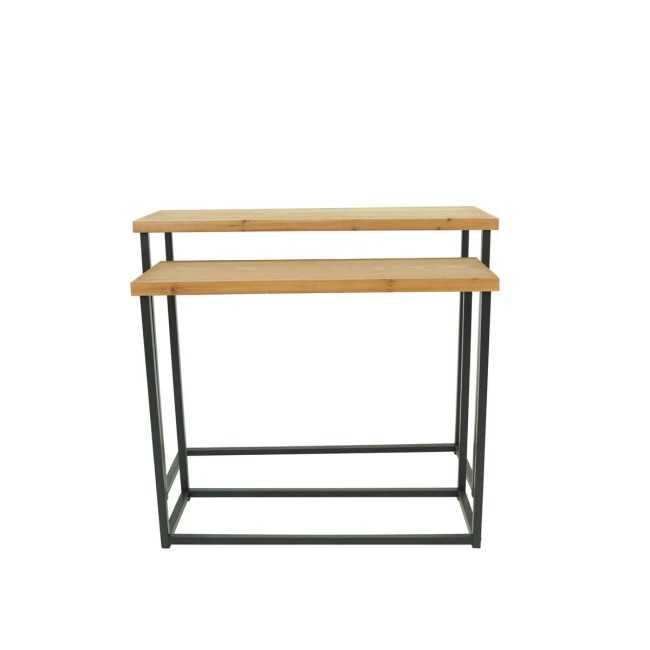 Set 2 Tavoli Console 80 - 90 cm con Piano in Legno - Stilè
