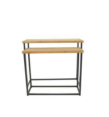 Set 2 Tavoli Console 80 - 90 cm con Piano in Legno - Stilè Set 2 Tavoli Console 80 - 90 cm con Piano in Legno - Stilè