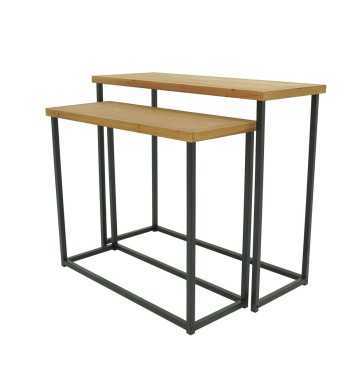 Set 2 Tavoli Console 80 - 90 cm con Piano in Legno - Stilè Set 2 Tavoli Console 80 - 90 cm con Piano in Legno - Stilè