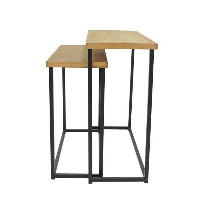Set 2 Tavoli Console 80 - 90 cm con Piano in Legno - Stilè