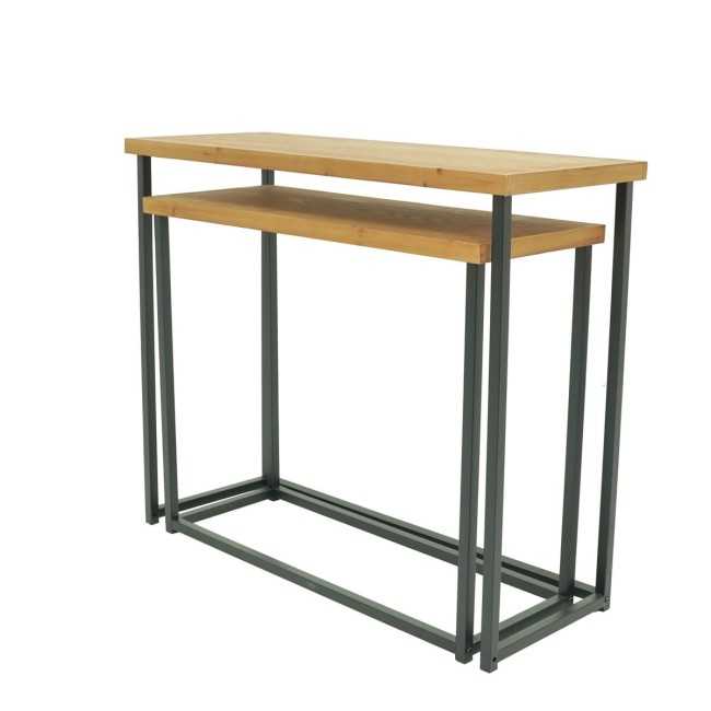 Set 2 Tavoli Console 80 - 90 cm con Piano in Legno - Stilè