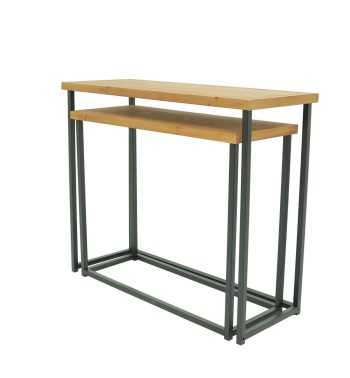 Set 2 Tavoli Console 80 - 90 cm con Piano in Legno - Stilè Set 2 Tavoli Console 80 - 90 cm con Piano in Legno - Stilè