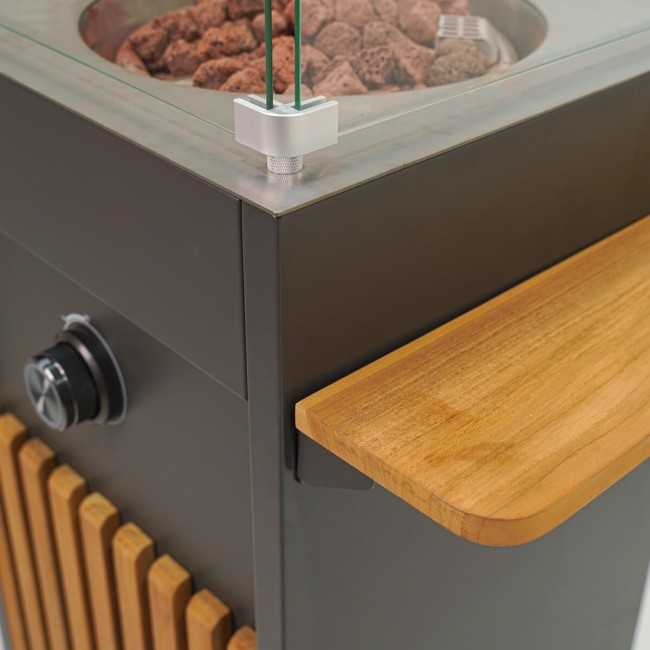 Stufa Caminetto a Gas da Esterno in Alluminio e Teak - Tallinn