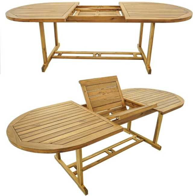 Set Tavolo Allungabile e Sedie Pieghevoli in Legno di Acacia, 6 Persone - Greenwich