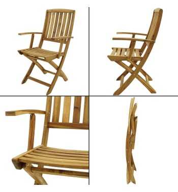 Set Tavolo Allungabile e Sedie Pieghevoli in Legno di Acacia, 6 Persone - Greenwich