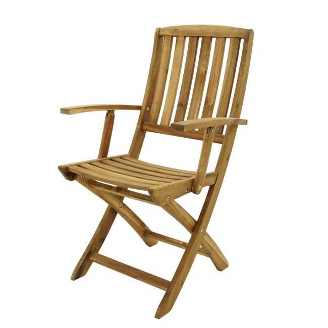 Set Tavolo Allungabile e Sedie Pieghevoli in Legno di Acacia, 6 Persone - Greenwich