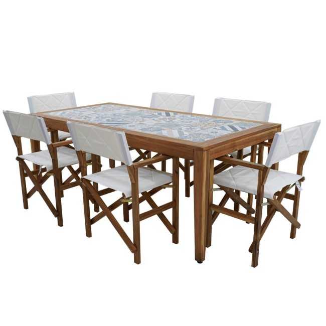 Set Tavolo in Legno di Acacia e Sedie Pieghevoli, 6 Persone - Vietri