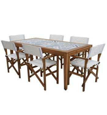 Set Tavolo in Legno di Acacia e Sedie Pieghevoli, 6 Persone - Vietri