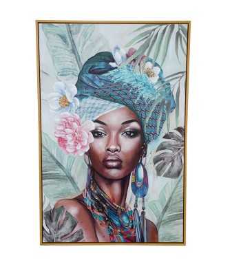 Ritratto di Bellezza Esotica - Quadro Dipinto a Mano su Tela 60x90 cm