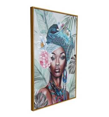 Ritratto di Bellezza Esotica - Quadro Dipinto a Mano su Tela 60x90 cm