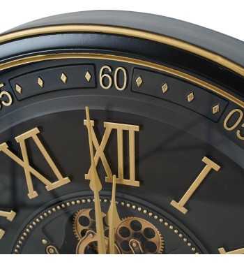 Orologio da Parete Nero e Oro con Ingranaggi D.80 cm