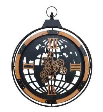 Orologio da Parete Mappamondo Nero e Bronzo D.66 cm