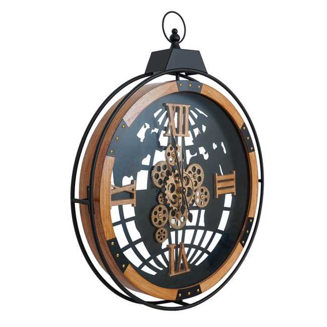 Orologio da Parete Mappamondo Nero e Bronzo D.66 cm