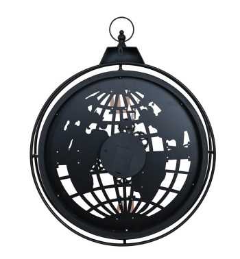 Orologio da Parete Mappamondo Nero e Bronzo D.66 cm