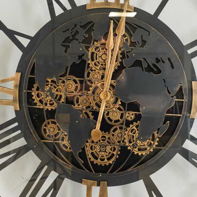 Orologio da Parete con Ingranaggi e Mappamondo D.120 cm