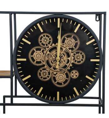 Orologio da Parete con Mensole Nero e Oro 70x70x13 cm Orologio da Parete con Mensole Nero e Oro 70x70x13 cm
