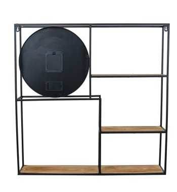 Orologio da Parete con Mensole Nero e Oro 70x70x13 cm Orologio da Parete con Mensole Nero e Oro 70x70x13 cm