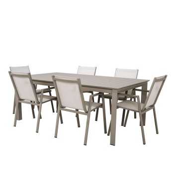 Set Tavolo Allungabile e Sedie da Giardino in Alluminio, 6/8 Persone - Glasgow