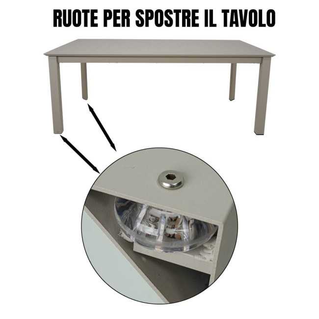 Set Tavolo Allungabile e Sedie da Giardino in Alluminio, 6/8 Persone - Glasgow