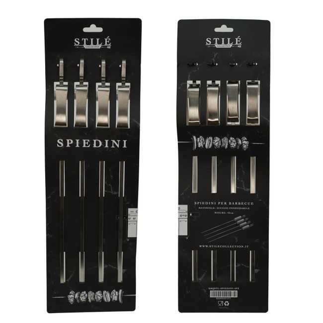 Spiedini per BBQ in Acciaio Inossidabile Conf. da 4 pz