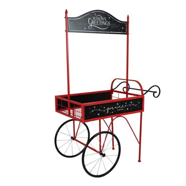 Carretto Espositore Natalizio in Ferro e Legno di Abete 92x67xH.167 cm