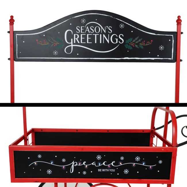 Carretto Espositore Natalizio in Ferro e Legno di Abete 92x67xH.167 cm