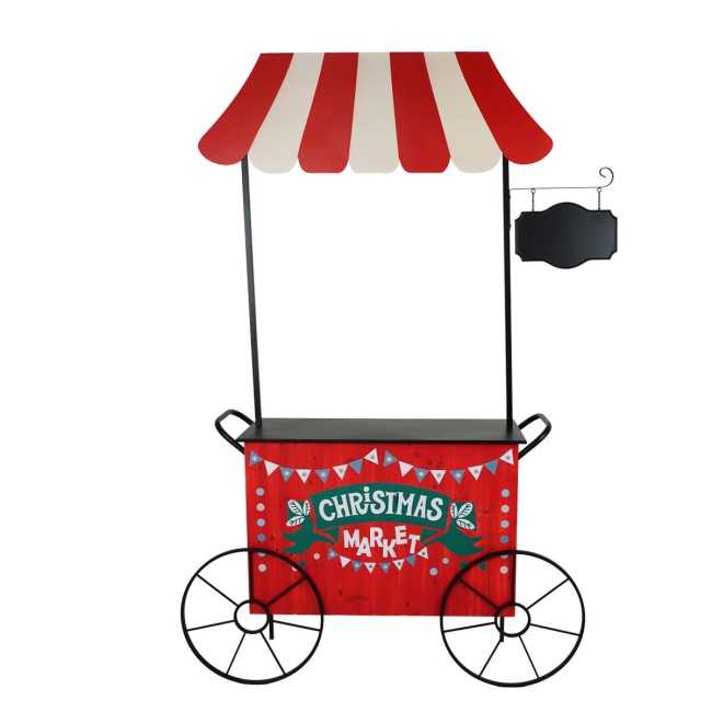 Carretto Espositore Natalizio in Ferro e Legno di Abete 149x39xH.213 cm