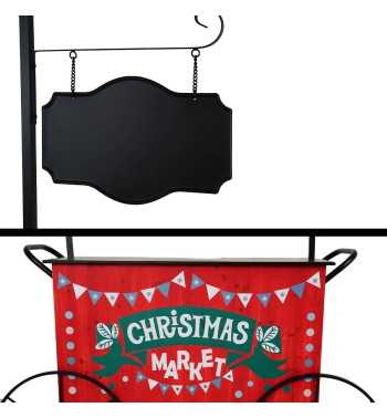 Carretto Espositore Natalizio in Ferro e Legno di Abete 149x39xH.213 cm Carretto Espositore Natalizio in Ferro e Legno di Abete 149x39xH.213 cm