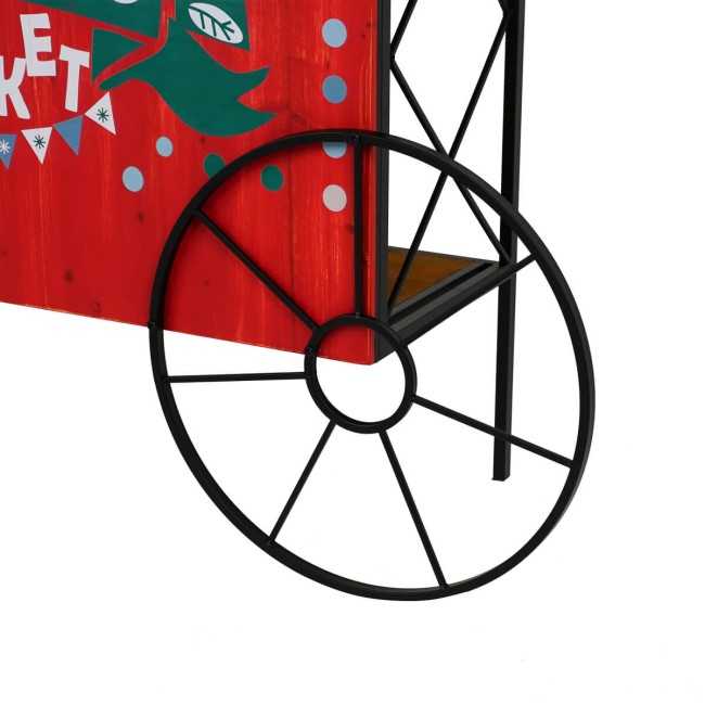 Carretto Espositore Natalizio in Ferro e Legno di Abete 149x39xH.213 cm