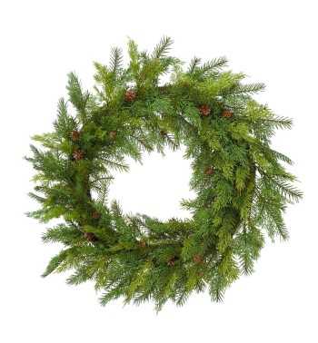 Ghirlanda Natalizia Verde con Pigne D.76 cm in PE