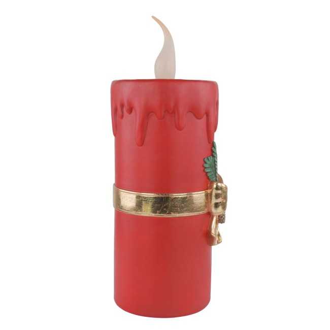 Candela Natalizia Rossa con Led in Resina H.44 cm