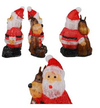 Babbo Natale e Cagnolino Luminoso H.47 cm