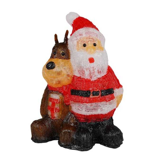 Babbo Natale e Cagnolino Luminoso H.47 cm