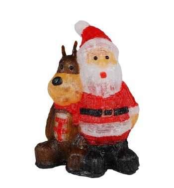 Babbo Natale e Cagnolino Luminoso H.47 cm