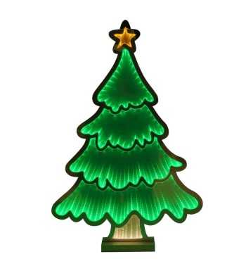 Alberello di Natale Luminoso 3D con Effetto Infinity Mirror