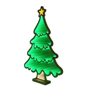 Alberello di Natale Luminoso 3D con Effetto Infinity Mirror