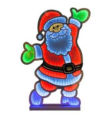 Babbo Natale Luminoso 3D con Effetto Infinity Mirror 3 Misure