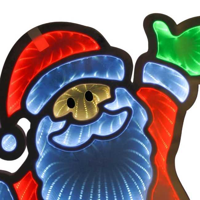 Babbo Natale Luminoso 3D con Effetto Infinity Mirror 3 Misure