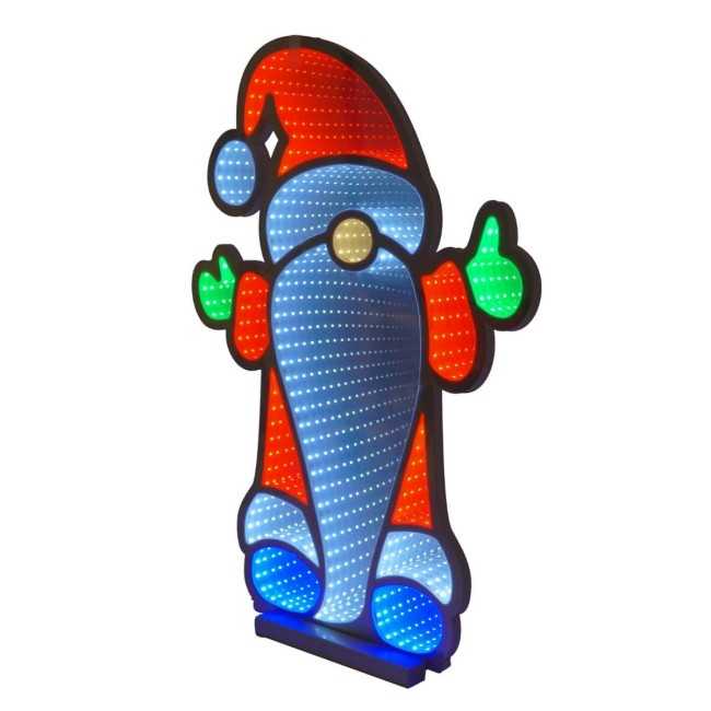 Gnomo Luminoso 3D con Effetto Infinity Mirror