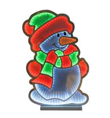 Pupazzo di Neve Luminoso 3D con Effetto Infinity Mirror 3 Misure Pupazzo di Neve Luminoso 3D con Effetto Infinity Mirror 3 Misure