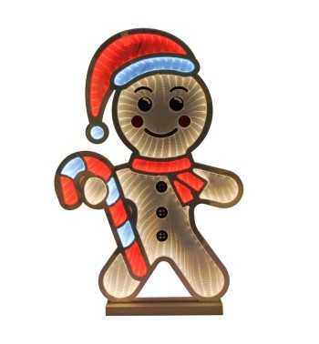 Omino Pan di Zenzero Luminoso 3D con Effetto Infinity Mirror