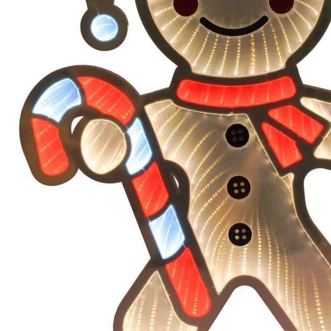 Omino Pan di Zenzero Luminoso 3D con Effetto Infinity Mirror