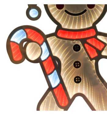 Omino Pan di Zenzero Luminoso 3D con Effetto Infinity Mirror